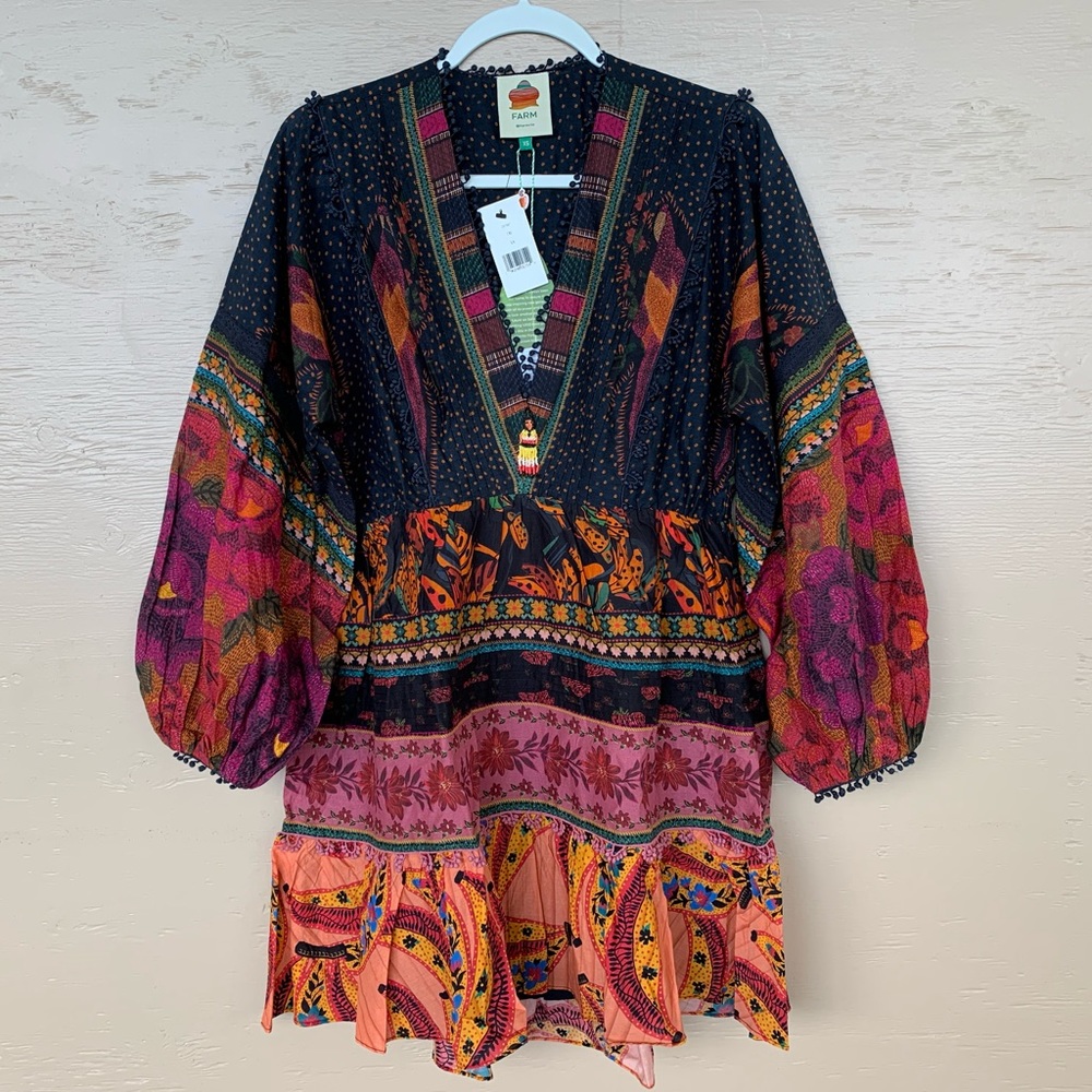 FARM RIO Mixed Patchwork Mini Dress (NWT) - Picture 8 of 14